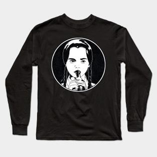 WEDNESDAY - The Addams Family (Circle Black and White) Long Sleeve T-Shirt